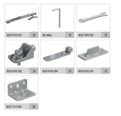 Albatur M20 9720 SFT комплект механізмів для міжкімнатних дверей вагою до 120 кг до 2 доводчиками